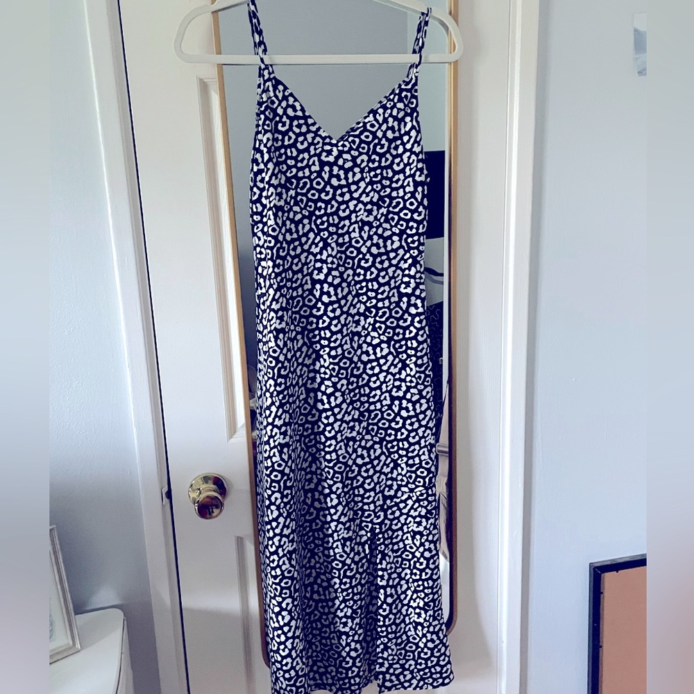 Willow Black & White Cheetah print Slit Dress Midi. Size Small.